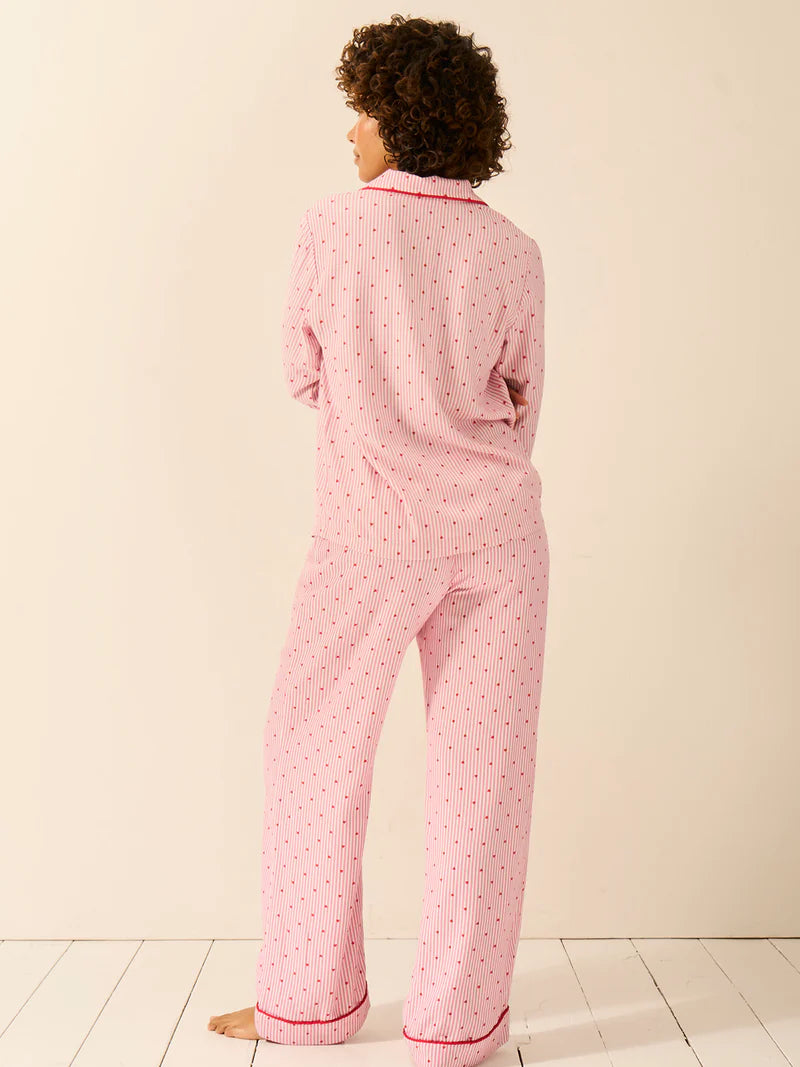 Stripe & Stare | Soft Brushed Woven Pyjama Bottoms | Hearts