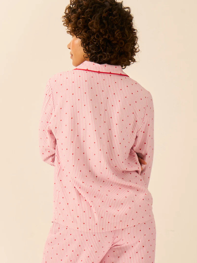 Stripe & Stare | Soft Brushed Woven Pyjama Top | Hearts