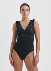 Beachlife | Embroidery Ruches Swimsuit | Black