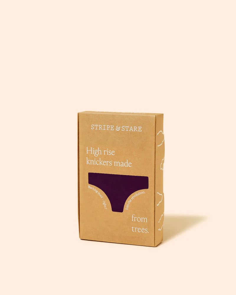 Stripe & Stare | High Rise Knicker |  Black Cherry/ Dusky Pink