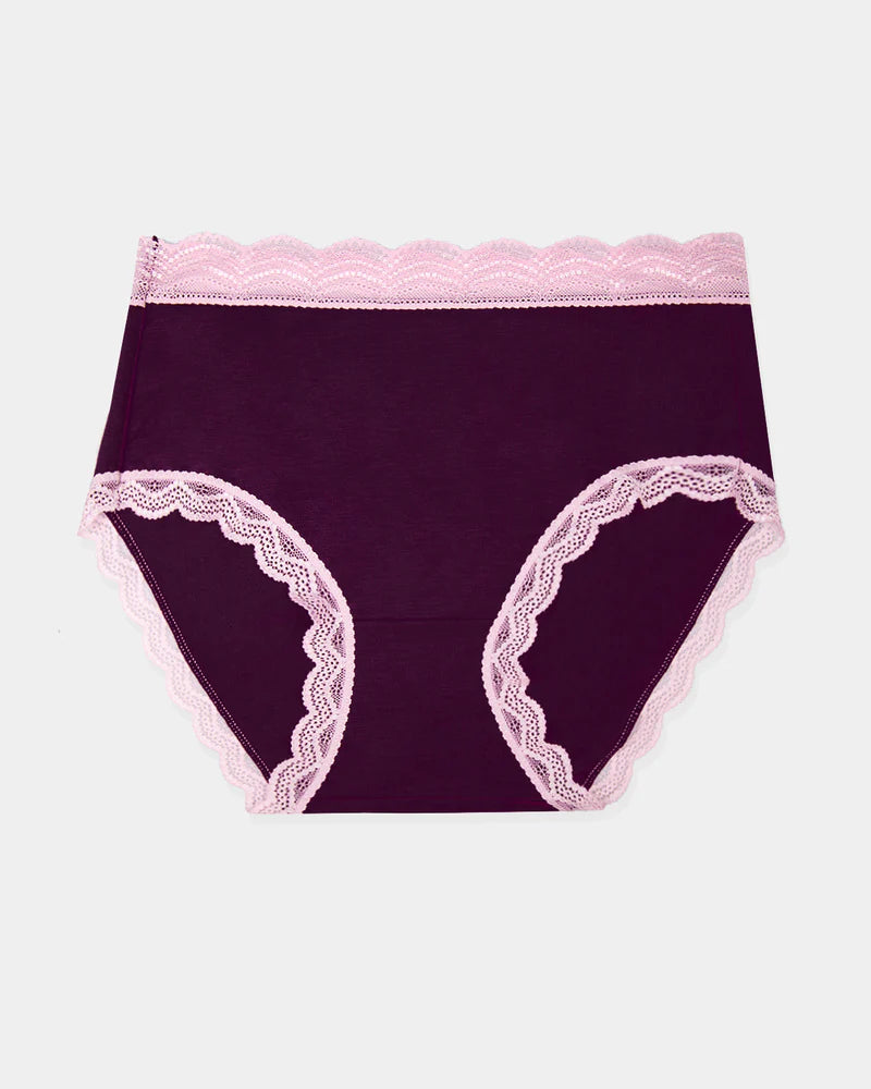 Stripe & Stare | High Rise Knicker |  Black Cherry/ Dusky Pink