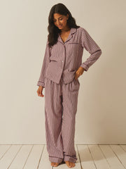 Stripe & Stare | Soft Brushed Woven Pyjama Bottoms | Black Cherry
