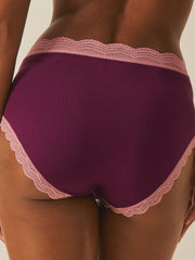 Stripe & Stare | High Rise Knicker |  Black Cherry/ Dusky Pink