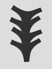 Stripe & Stare | Thong Four Pack | Black