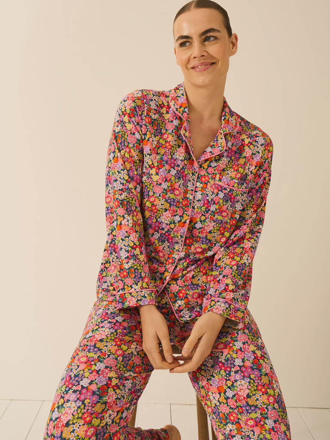 Stripe & Stare | Long Pyjama Set | Botanical Bloom