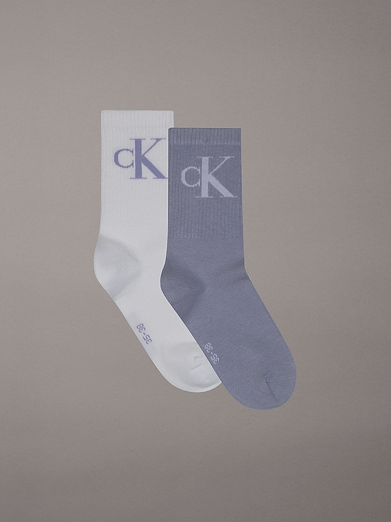 Calvin Klein | 2 Pack Crew Socks | Purple/White