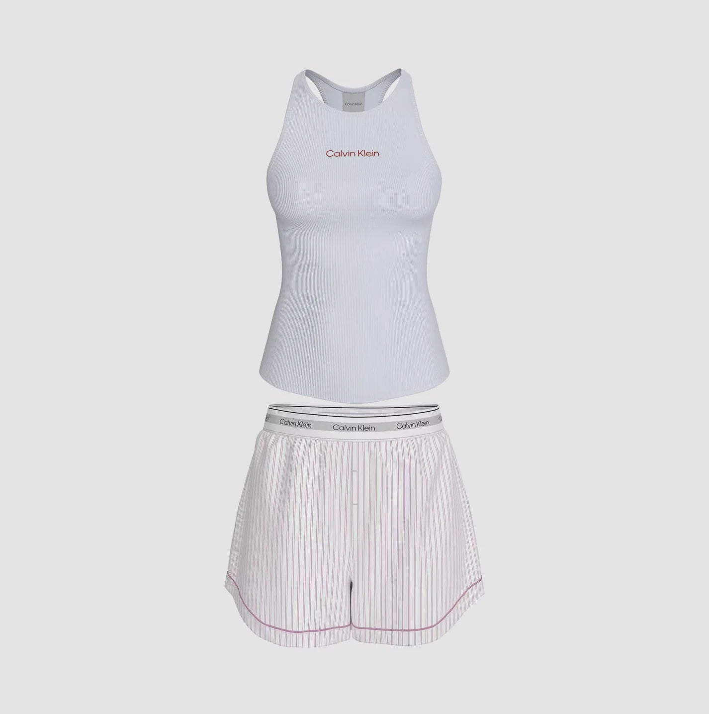 Calvin Klein | V Day Tank Short Set | Classic White Echo Stripe