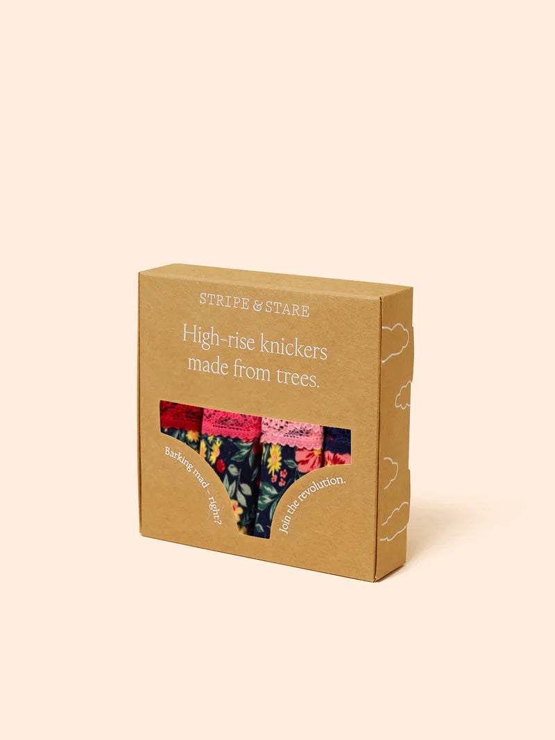 Stripe & Stare | High Rise Four Pack | Cherry Bloom