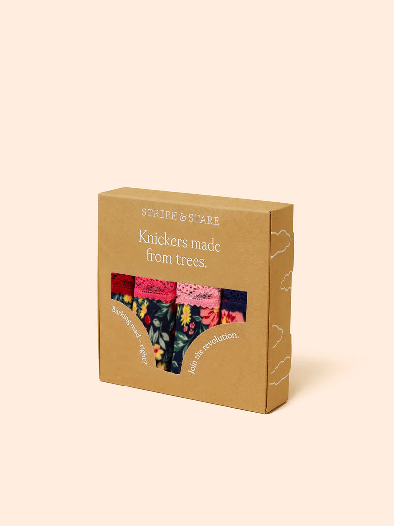 Stripe & Stare | The Original Knicker Four Pack | Cherry Bloom