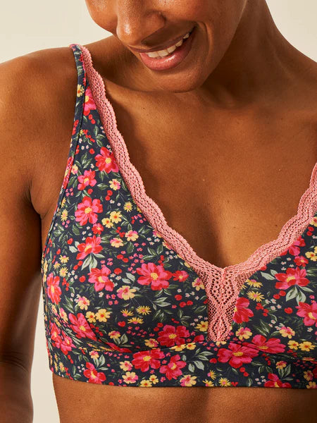 Stripe & Stare | Lace Plunge Bralette | Cherry Bloom