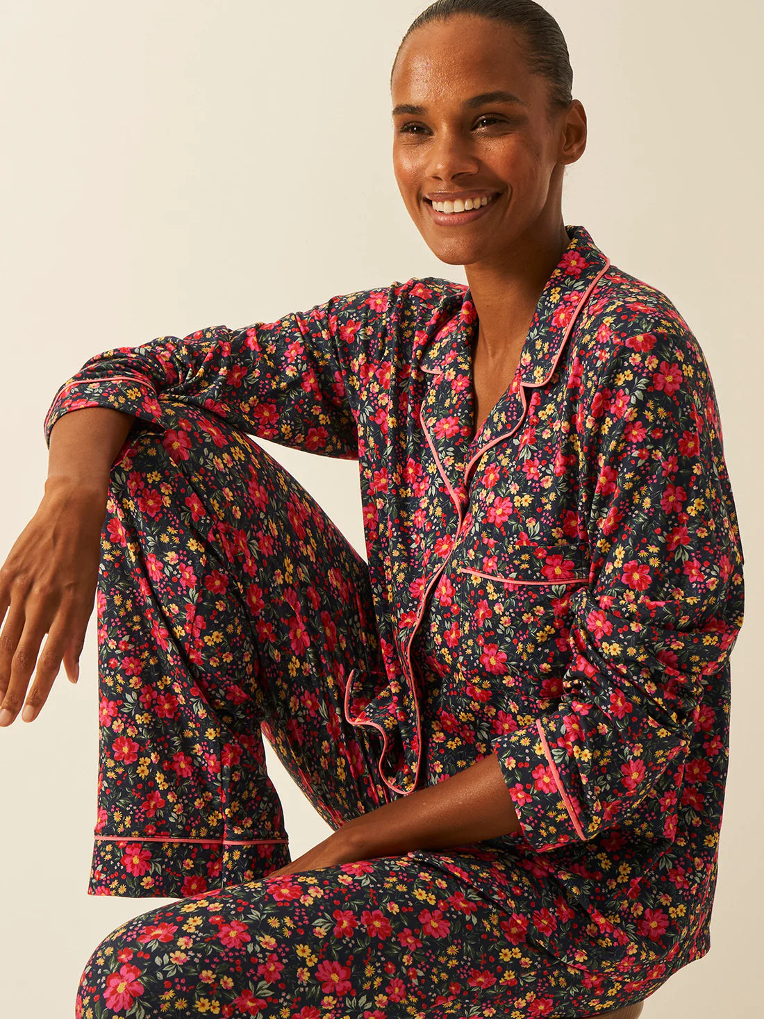 Stripe & Stare | Long Pyjama Set | Cherry Bloom