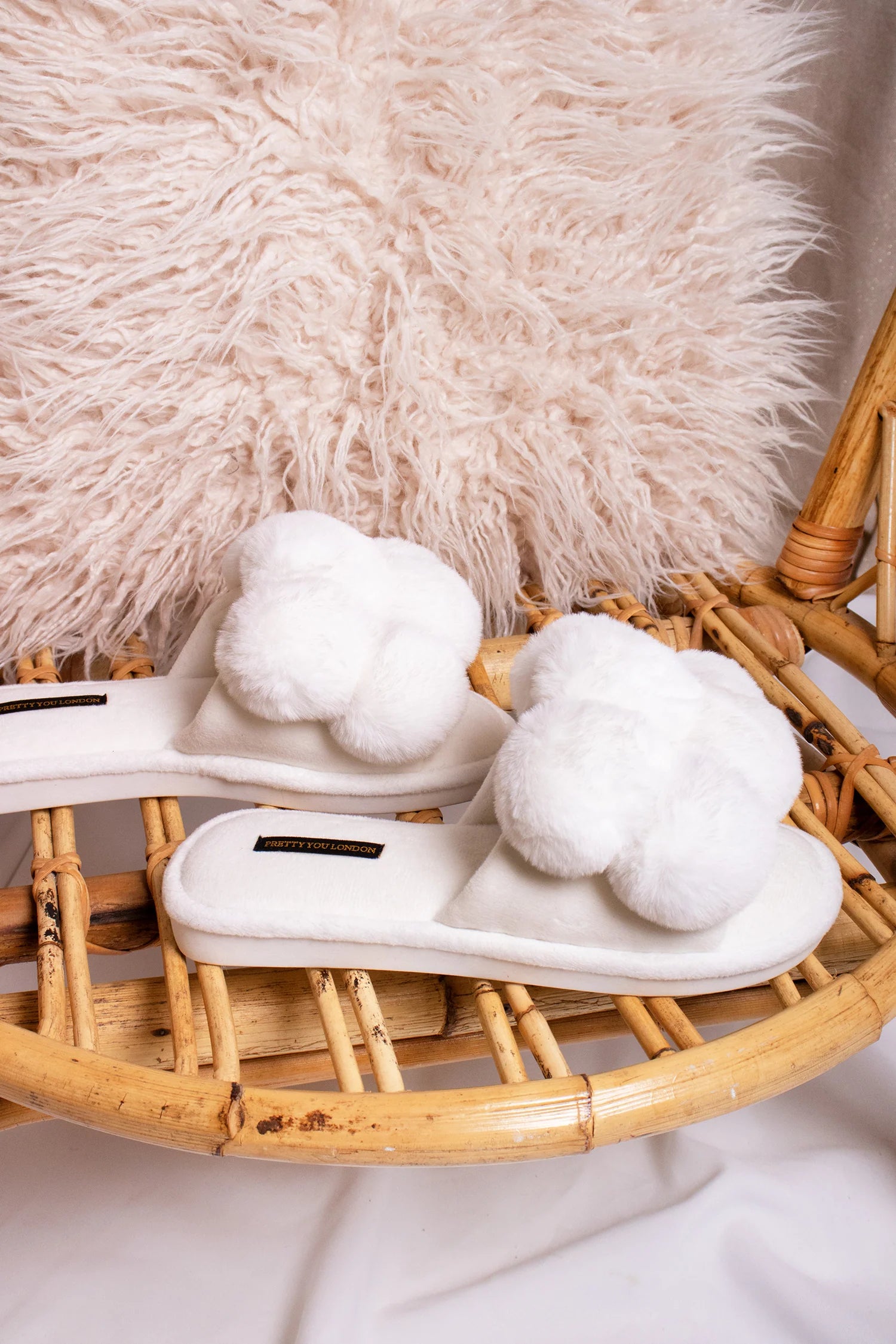 Pretty You London | Dolly Slippers | White