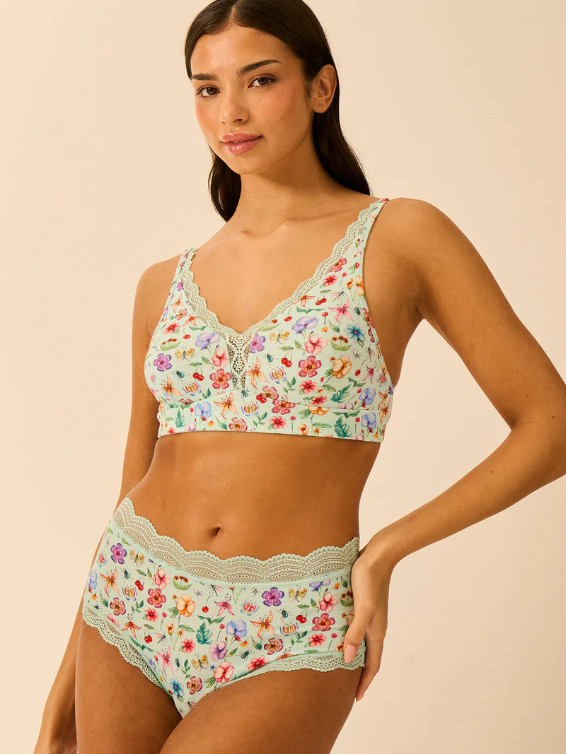 Stripe & Stare | Lace Plunge Bralette | Ethereal Wildflowers
