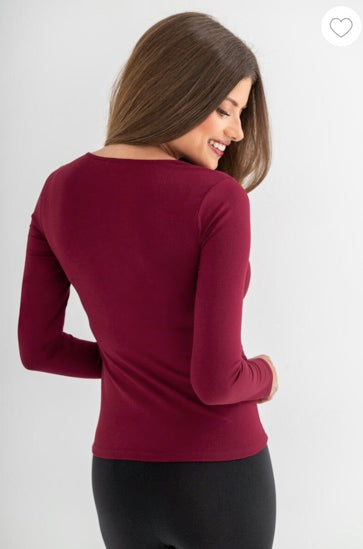 Pour Moi | Second Skin Thermal Long Sleeve Top | Berry