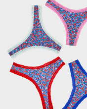 Load image into Gallery viewer, Stripe &amp; Stare | Thong Four Pack | Floral Meadow
