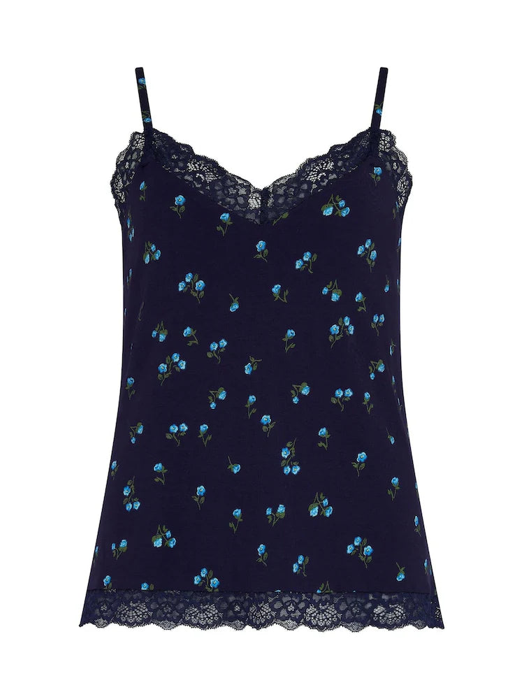 Pour Moi | Sofa Loves Lace Cami & Short Set | Navy/Blue Floral