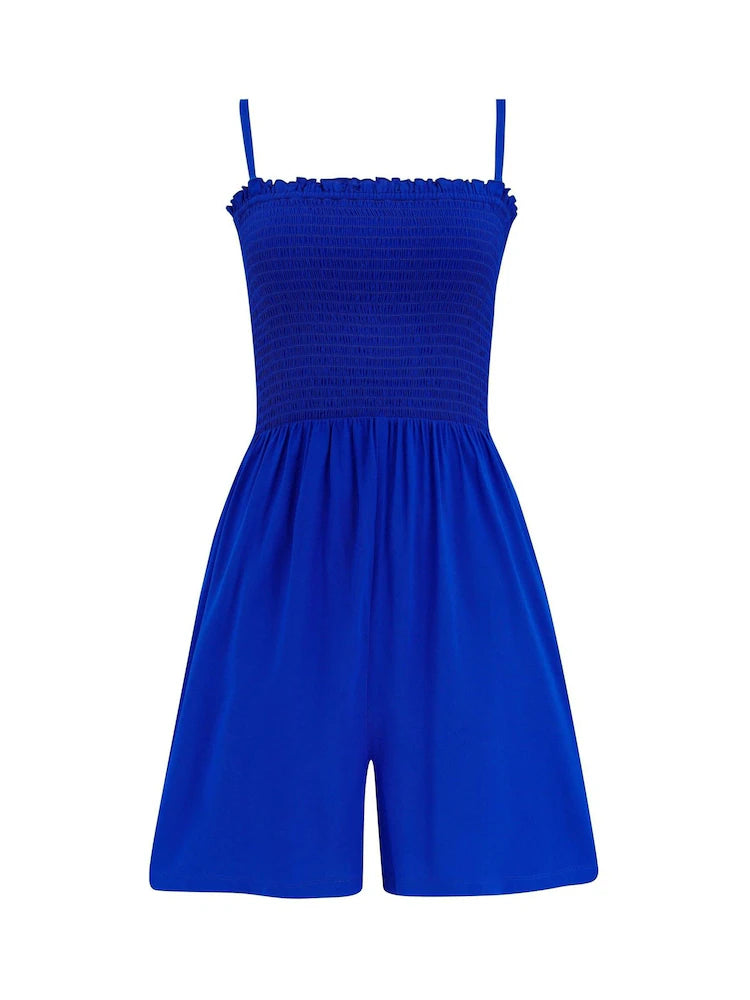 Pour Moi | Lottie Shirred Bodice Strapless Playsuit | Ultramarine