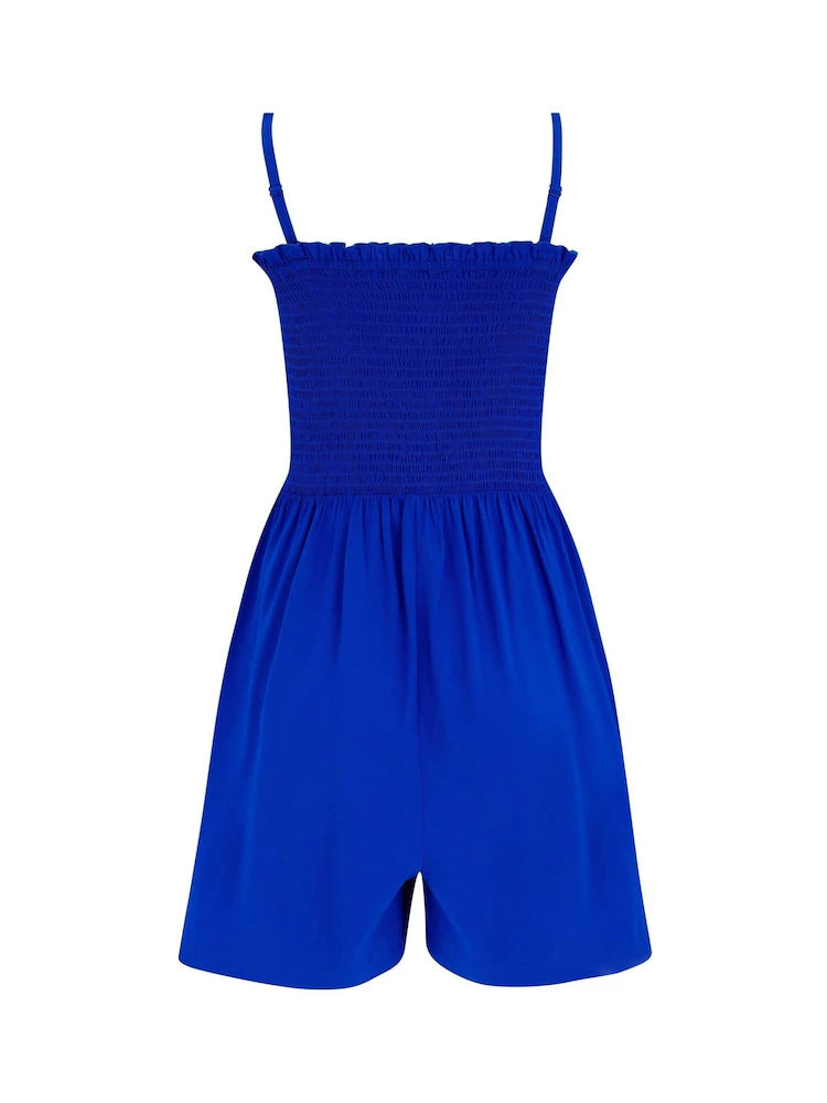 Pour Moi | Lottie Shirred Bodice Strapless Playsuit | Ultramarine