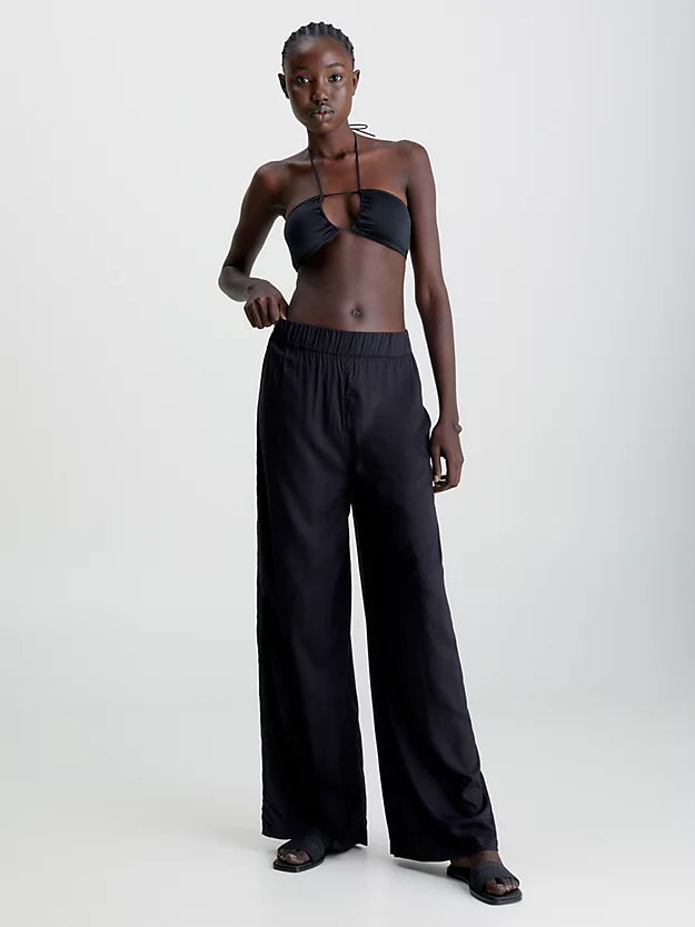 Calvin Klen | Wide Leg Beach Pants | Black