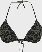 Load image into Gallery viewer, Calvin Klein | CK Monogram Triangle Bikini Top | Leopard Olive
