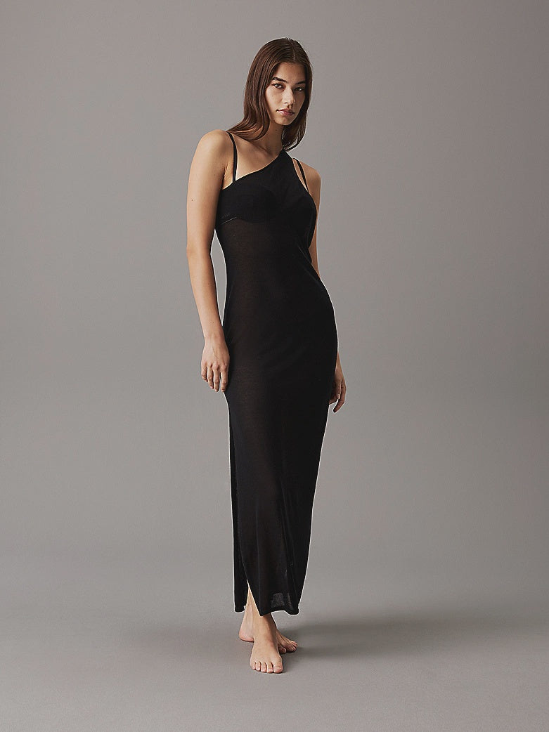 Calvin Klein | Sheer One Shoulder Beach Dress | Black