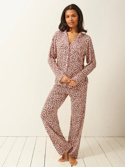 Stripe & Stare | Long Pyjama Set | Liquorice Leopard
