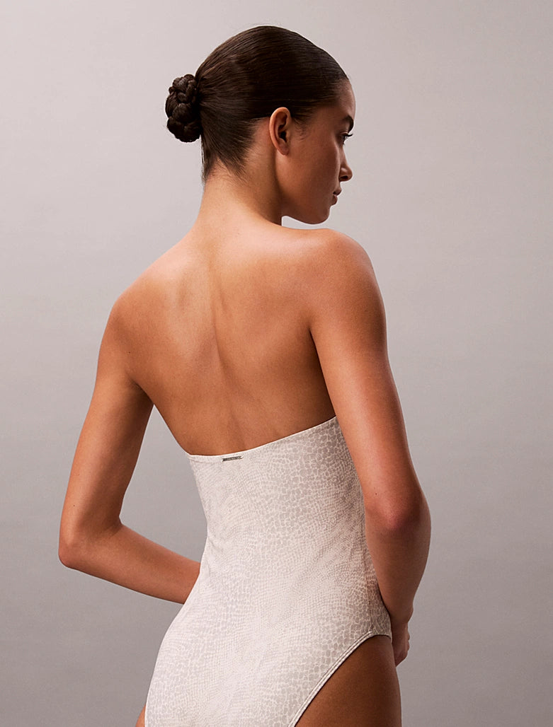 Calvin Klein | CK Essentials Bandeau Swimsuit | Stippled Skin Tofu