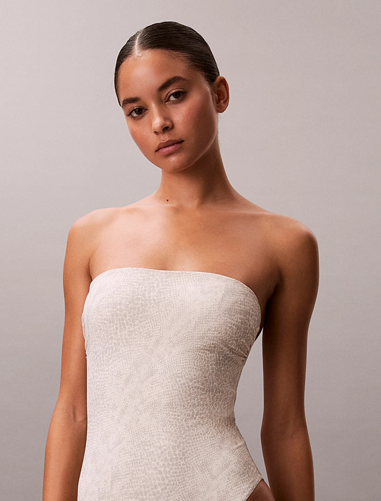 Calvin Klein | CK Essentials Bandeau Swimsuit | Stippled Skin Tofu