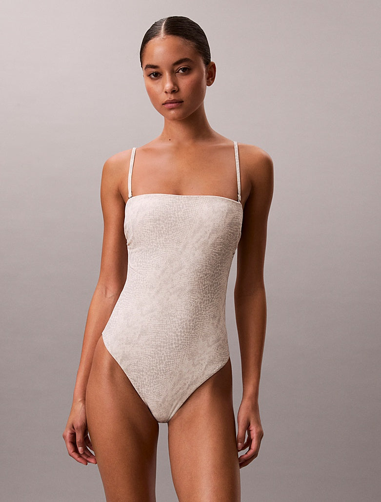 Calvin Klein | CK Essentials Bandeau Swimsuit | Stippled Skin Tofu