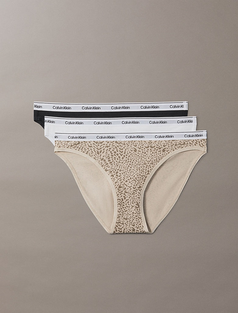 Calvin Klein | Icon Logo 3 Pack Bikini Briefs | Black/ White/ Animal Mirror