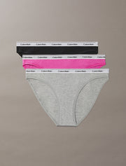 Calvin Klein | Icon Logo 3 Pack Bikini Briefs | Black/ Grey/ Orchid