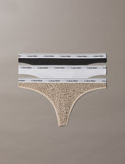 Calvin Klein | Icon Logo 3 Pack Thongs | Black/ Classic White/ Animal Mirror