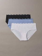Calvin Klein | Micro Stretch Lace 3 Pack Hipsters | Black/ Tulip/ Frosty Lilac