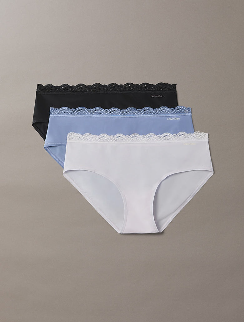 Calvin Klein | Micro Stretch Lace 3 Pack Hipsters | Black/ Tulip/ Frosty Lilac