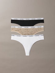 Calvin Klein | Icon Logo 3 Pack Brazilians | Black/ Classic White/ Animal Mirror