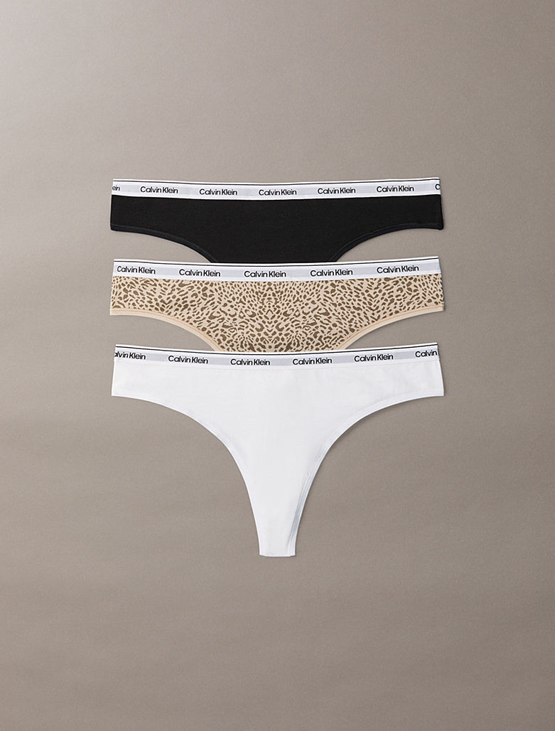 Calvin Klein | Icon Logo 3 Pack Brazilians | Black/ Classic White/ Animal Mirror