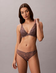 Calvin Klein | Sensual Stretch Lace Lightly Lined Plunge Bra | Botanical Brown