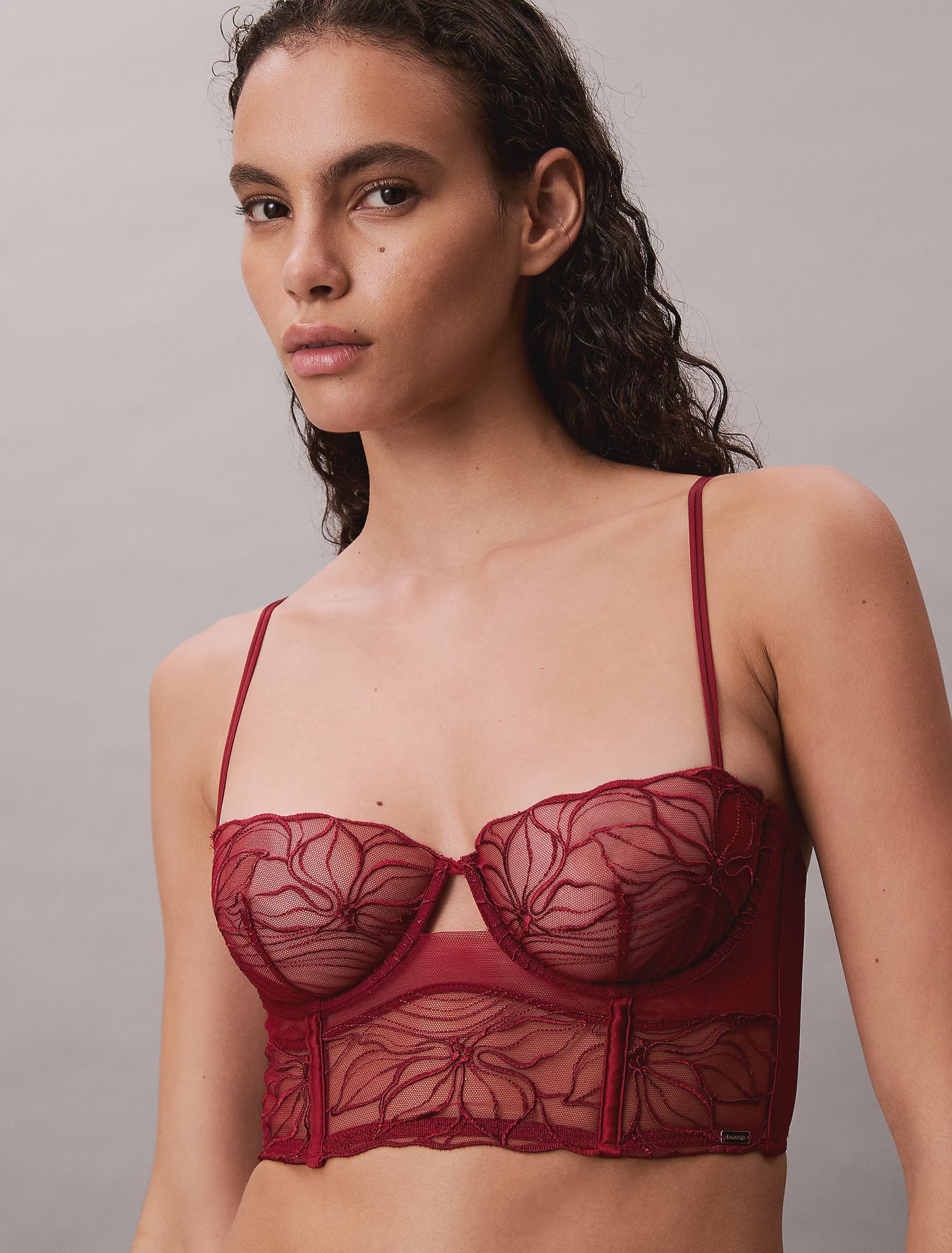 Calvin Klein | CK Black Floral Lace Unlined Balconette | Fall Berry