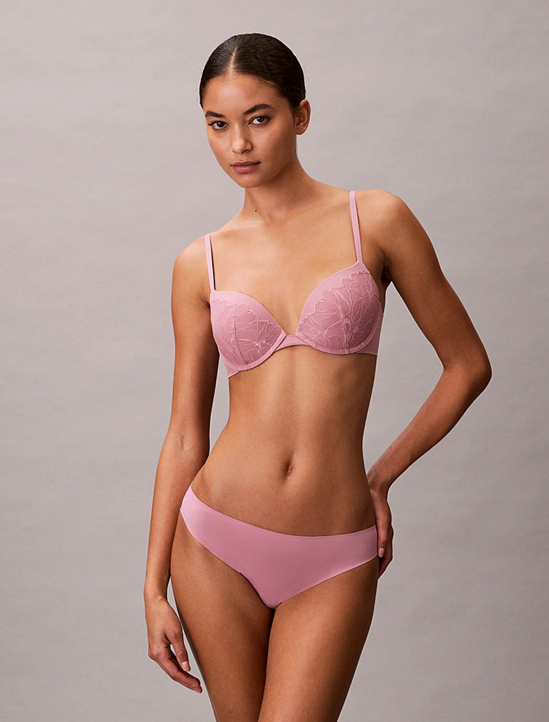 Calvin Klein | Perfectly Fit Lace Push Up Plunge Bra | Soft Mauve