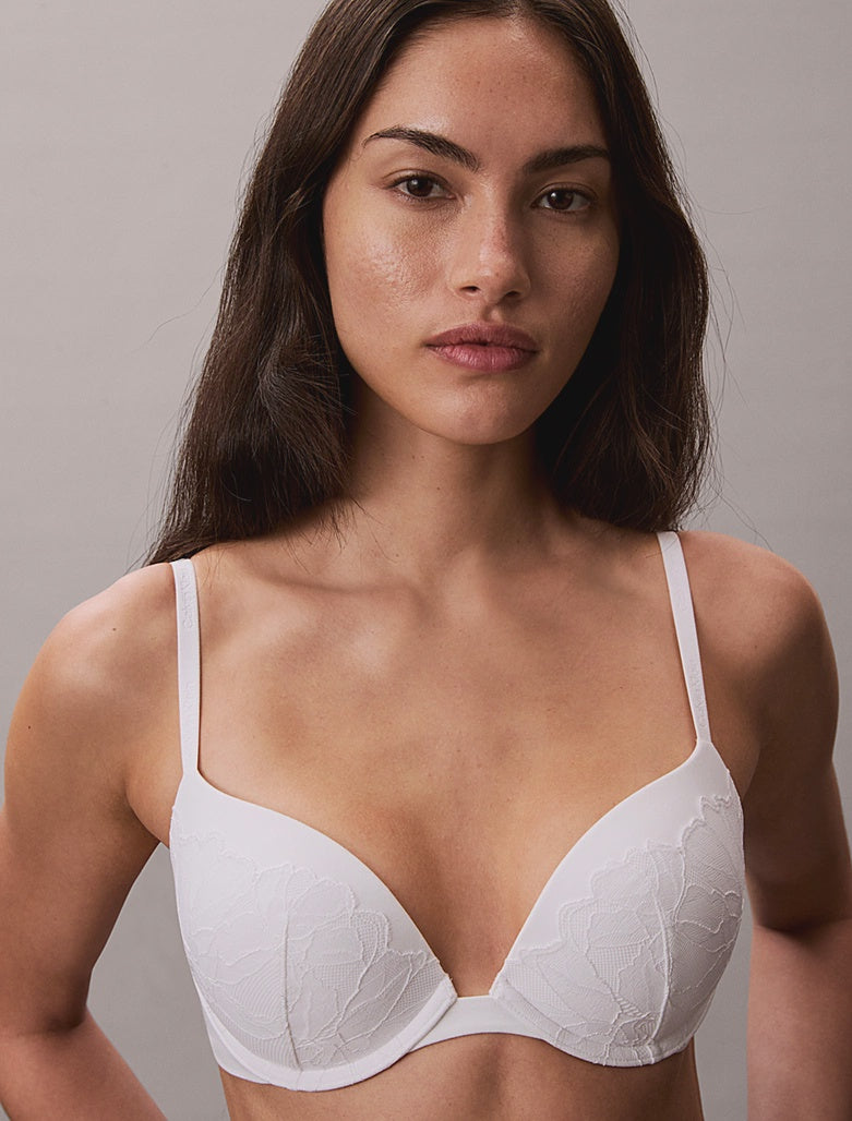 Calvin Klein | Perfectly Fit Lace Push Up Plunge Bra | White