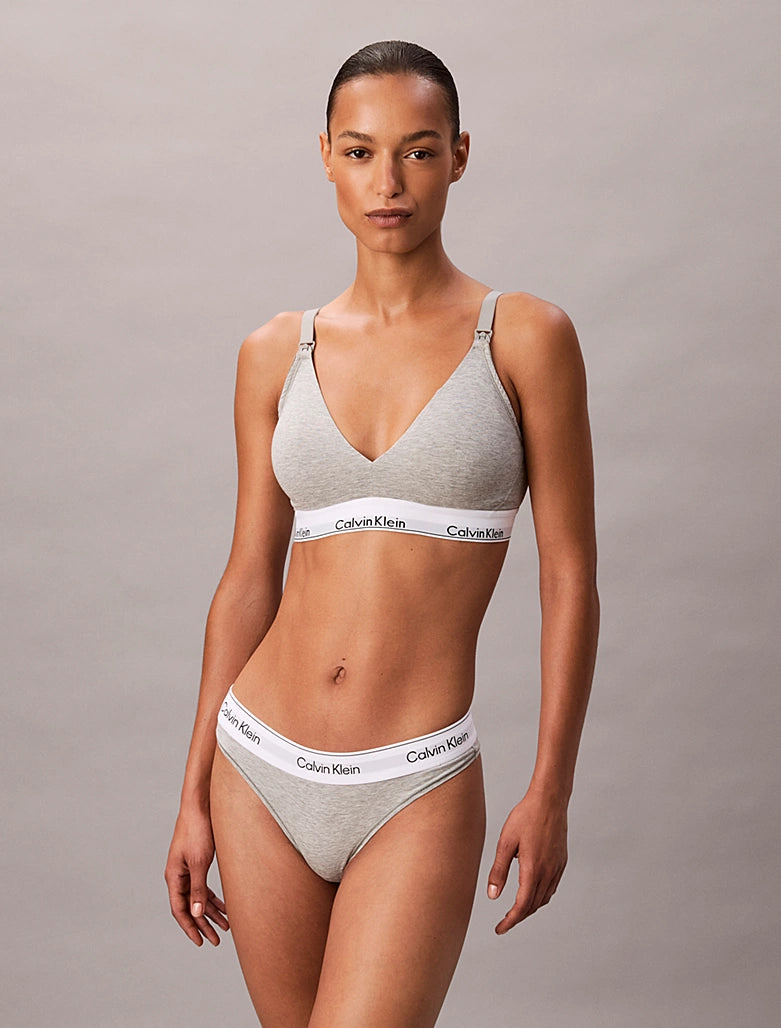 Calvin Klein | Icon Cotton Modal Lightly Lined Triangle Maternity Bralette | Grey Heather