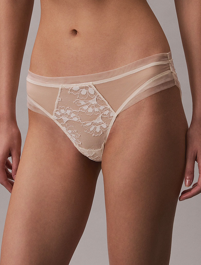 Calvin Klein | CK Black Floral Lace Bikini Brief | Antique White