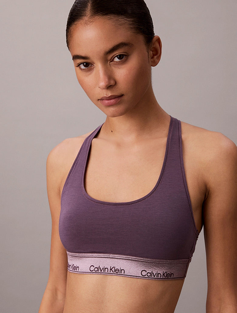 Calvin Klein | Metallic Unlined Bralette | Vintage Violet