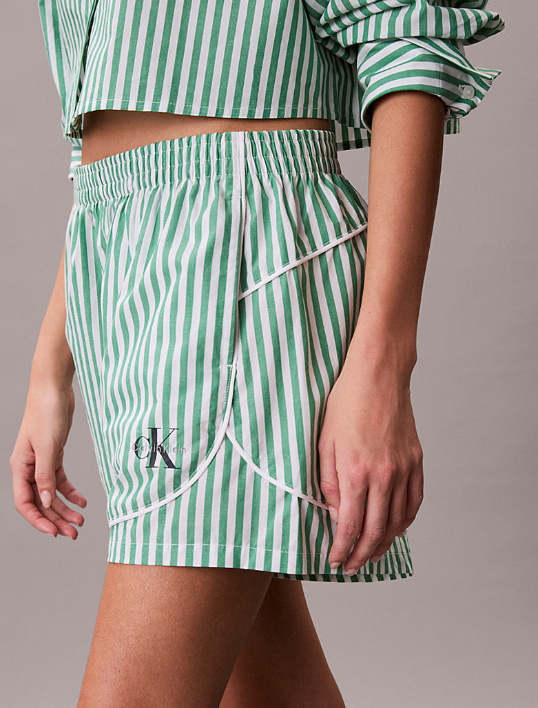 Calvin Klein | Cropped Short Poplin Cotton Pyjama Set | Mardi Gras Green