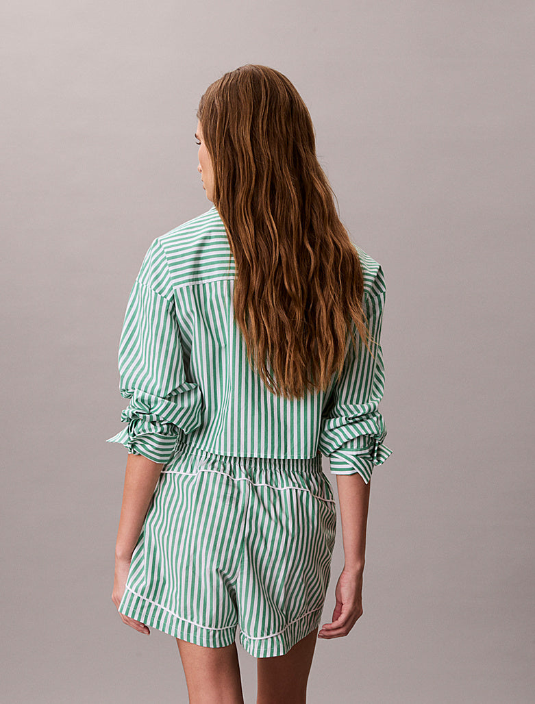 Calvin Klein | Cropped Short Poplin Cotton Pyjama Set | Mardi Gras Green