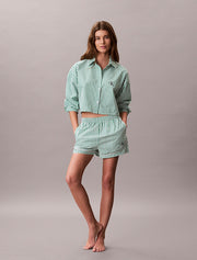 Calvin Klein | Cropped Short Poplin Cotton Pyjama Set | Mardi Gras Green