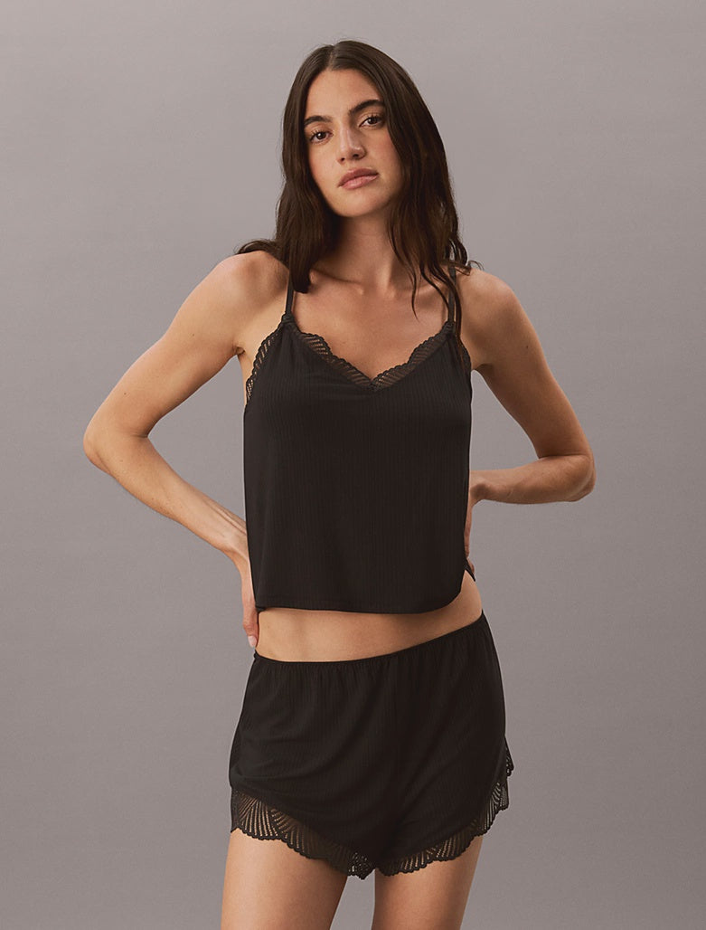 Calvin Klein | Modal Rib Lace Cami Top | Black