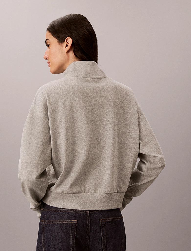 Calvin Klein | Heavy Jersey 1/4 Zip Top-Graphi | Grey Heather