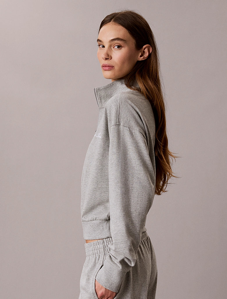 Calvin Klein | Heavy Jersey 1/4 Zip Top-Graphi | Grey Heather