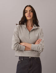 Calvin Klein | Heavy Jersey 1/4 Zip Top-Graphi | Grey Heather